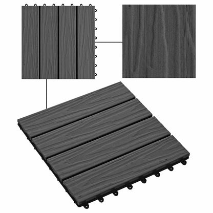 Piastrella per Decking Design 3D 11 pcs Nero 30 x 30 cm WPC