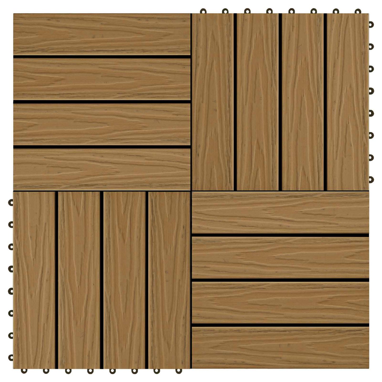 Piastrella per Decking 11 pcs Teak riciclato 30 x 30 cm WPC