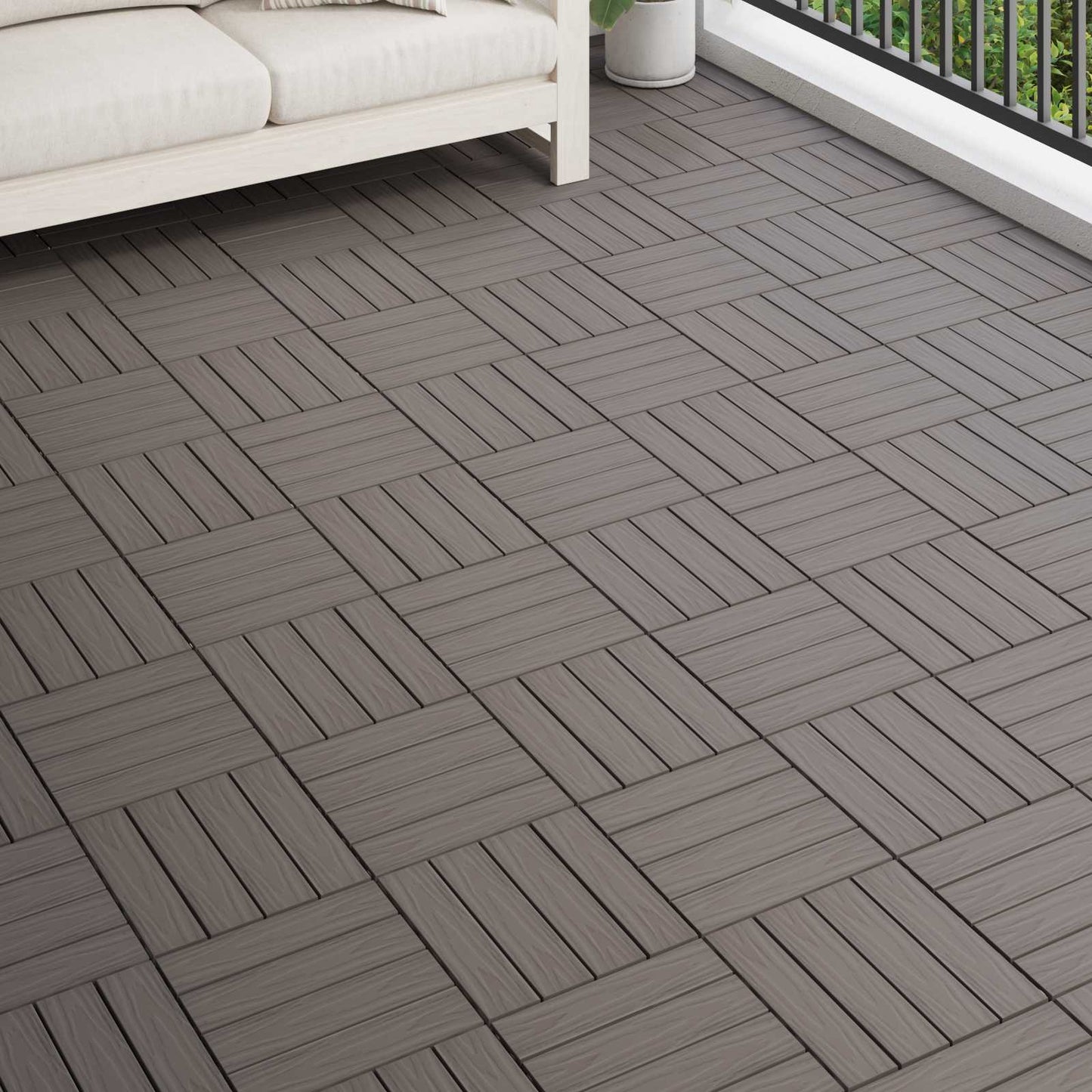 Piastrella per Decking 11 pcs Marrone Scuro 30 x 30 cm WPC