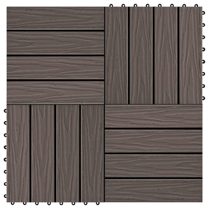 Piastrella per Decking 11 pcs Marrone Scuro 30 x 30 cm WPC