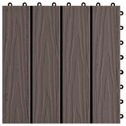 Piastrella per Decking 11 pcs Marrone Scuro 30 x 30 cm WPC