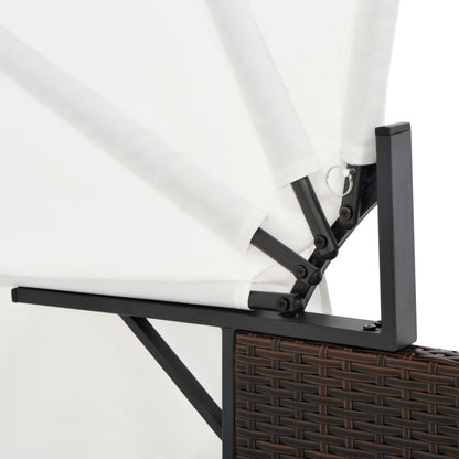 Lettino Prendisole 2 Posti con Tettuccio in Polyrattan Marrone | homemem39