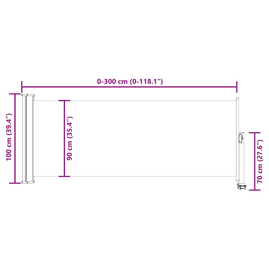 Tenda da Sole Laterale Retrattile 100 x 300 cm Crema