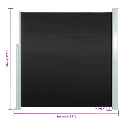 Tenda da Sole Laterale Retrattile 140 x 300 cm Nera - homemem39