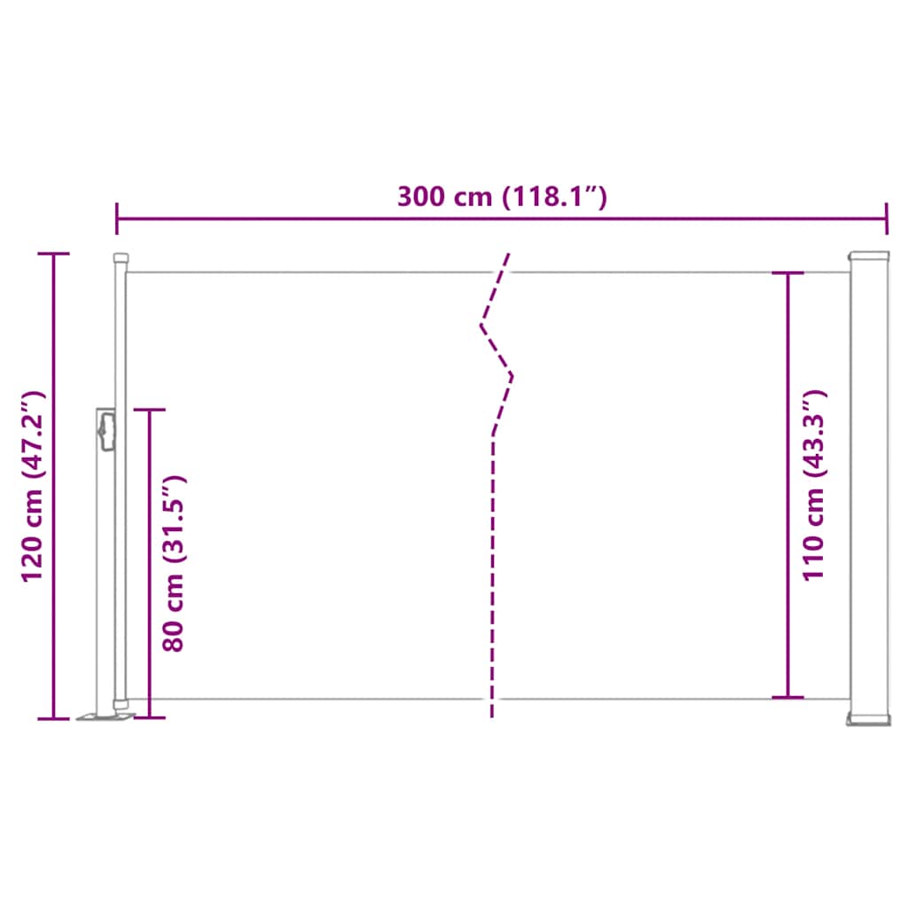 Tenda da Sole Laterale Retrattile 120 x 300 cm Blu - homemem39