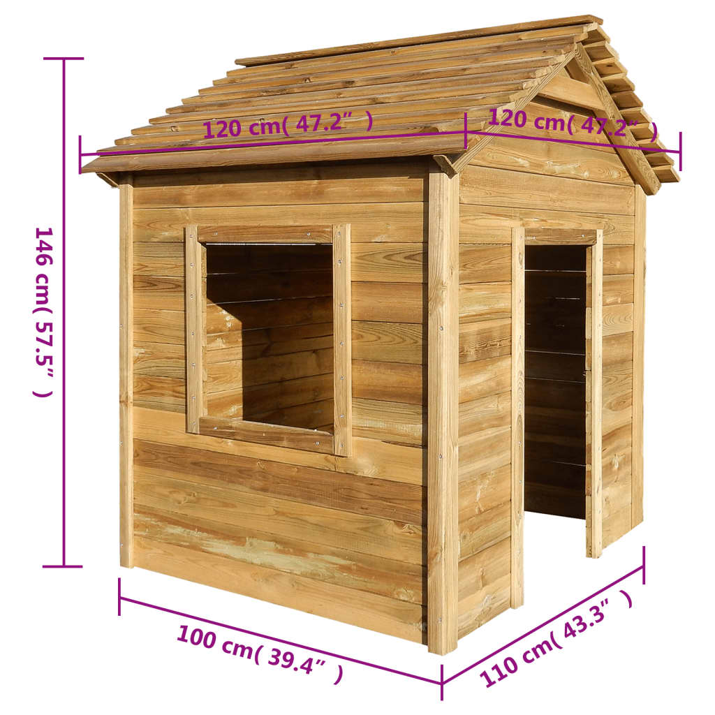 Casetta da Giardino per Bambini 120x120x146 cm in Legno di Pino - homemem39