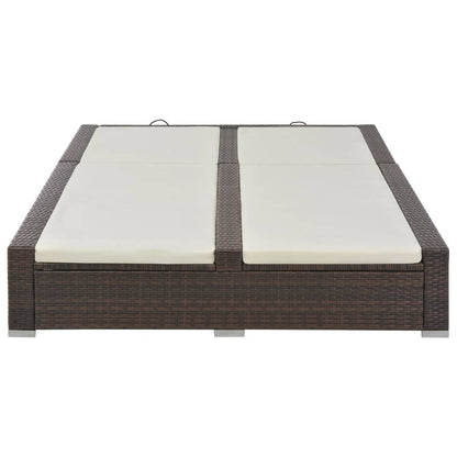 Lettino Prendisole Doppio in Polyrattan Marrone - homemem39