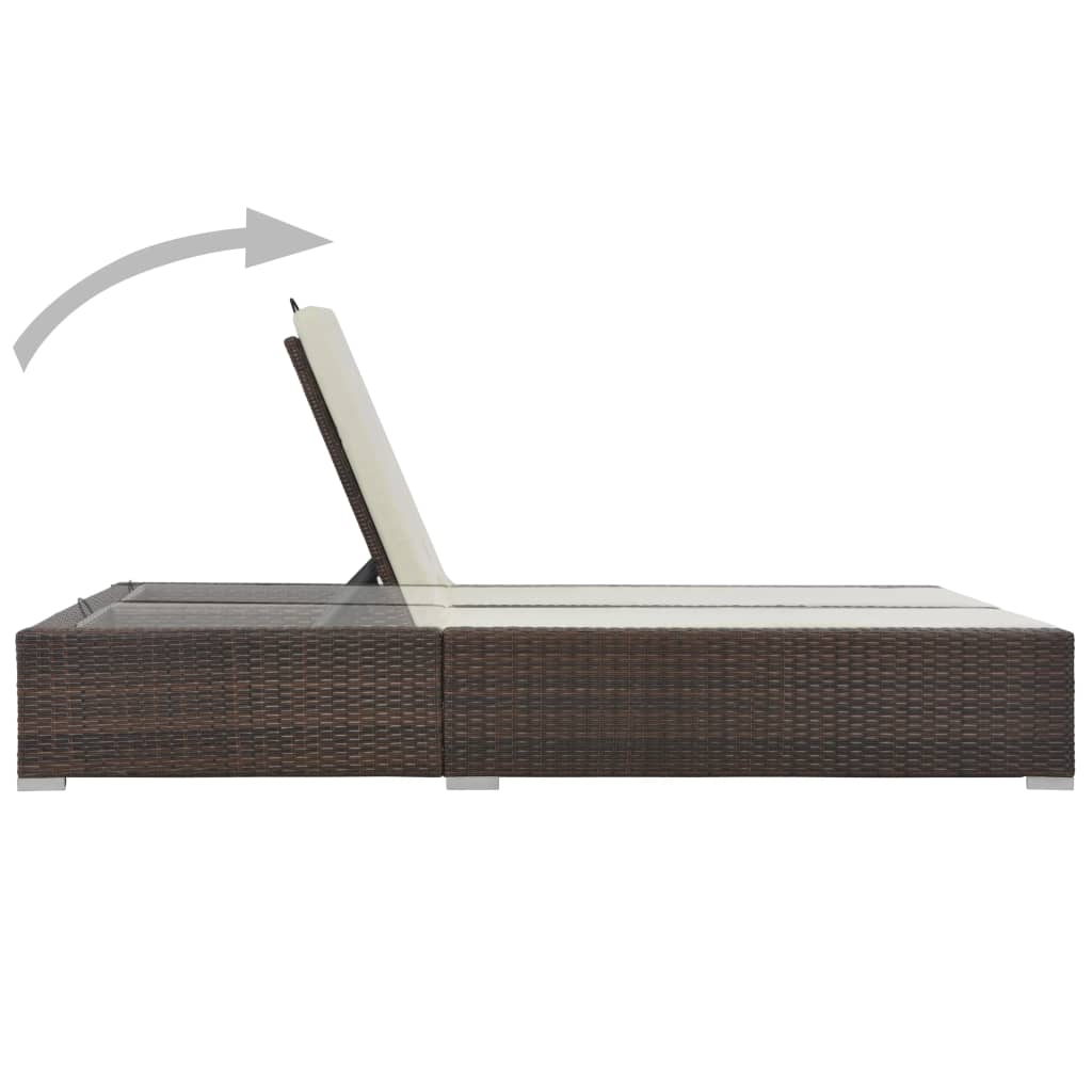 Lettino Prendisole Doppio in Polyrattan Marrone - homemem39