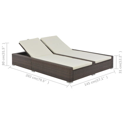 Lettino Prendisole Doppio in Polyrattan Marrone - homemem39