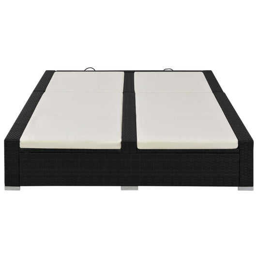 Lettino Prendisole Doppio in Polyrattan Nero - homemem39