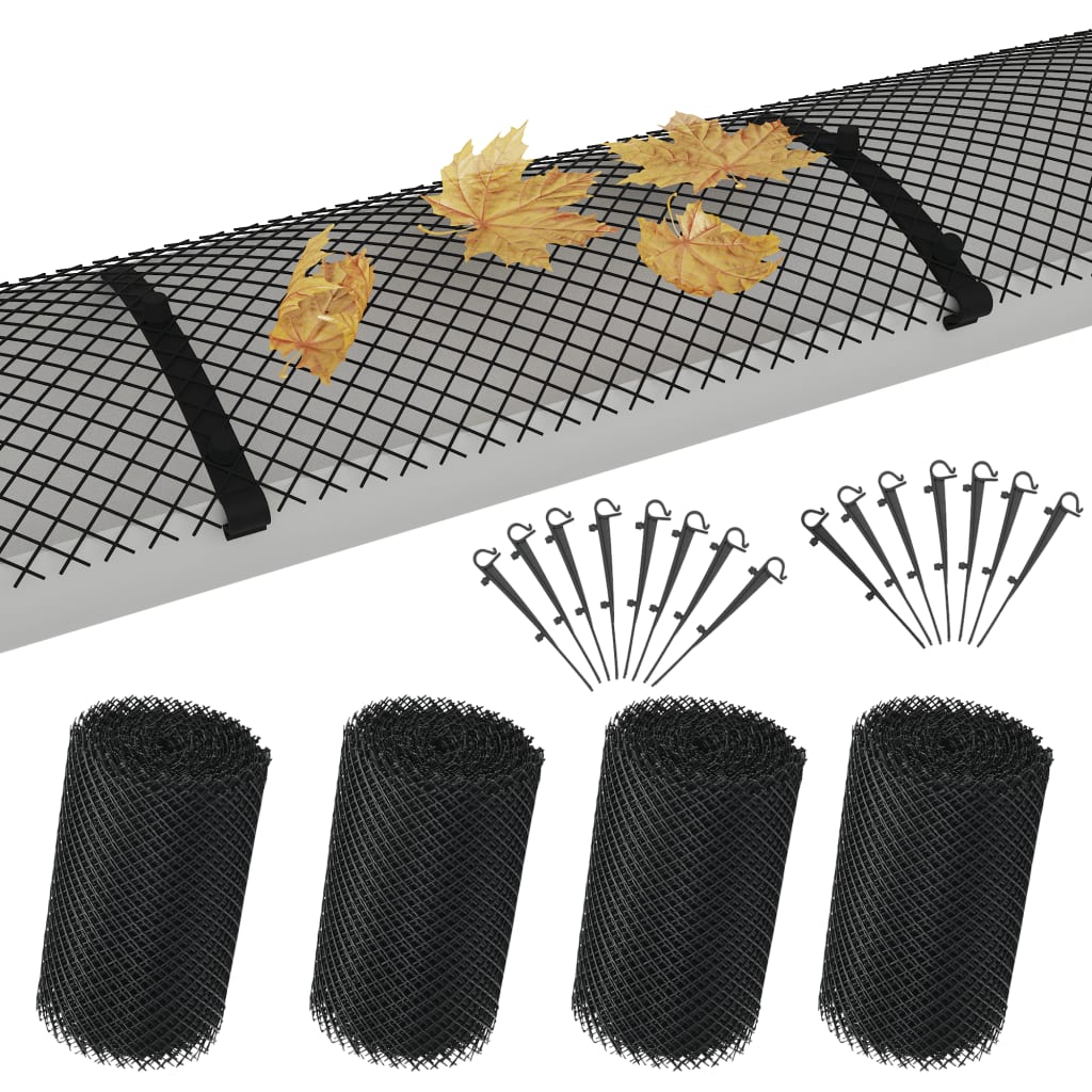 Reti per Grondaie con Ganci 4 pz in HDPE 1,08 ㎡ | homemem39