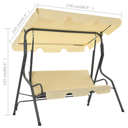 Panchina a Dondolo da Giardino Bianco Crema 170x110x153 cm