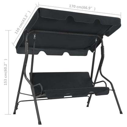Panchina a Dondolo da Giardino Antracite 170x110x153 cm - homemem39