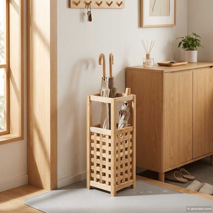 Portaombrelli in Legno Massello di Noce 18x18x50 cm | homemem39