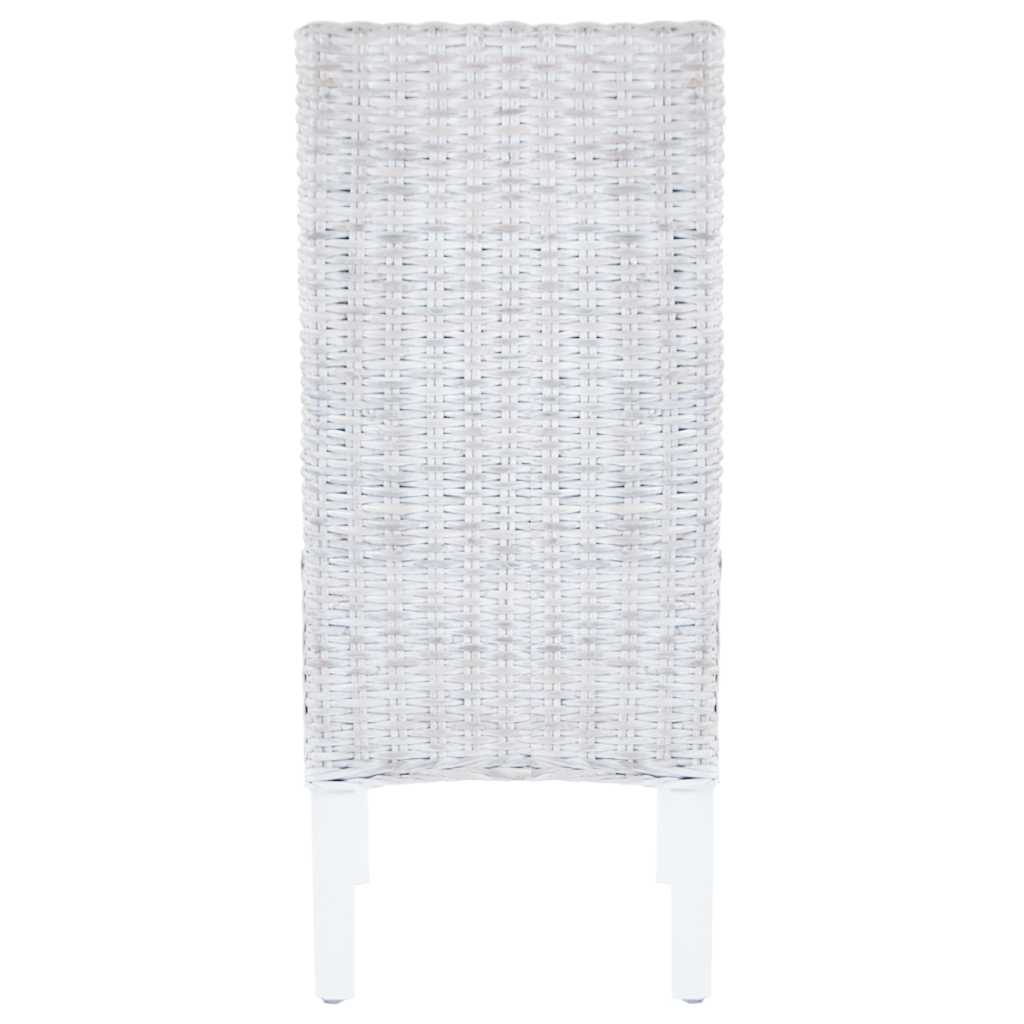 Sedie da Pranzo 4 pz Bianco in Rattan Kubu e Mango | homemem39