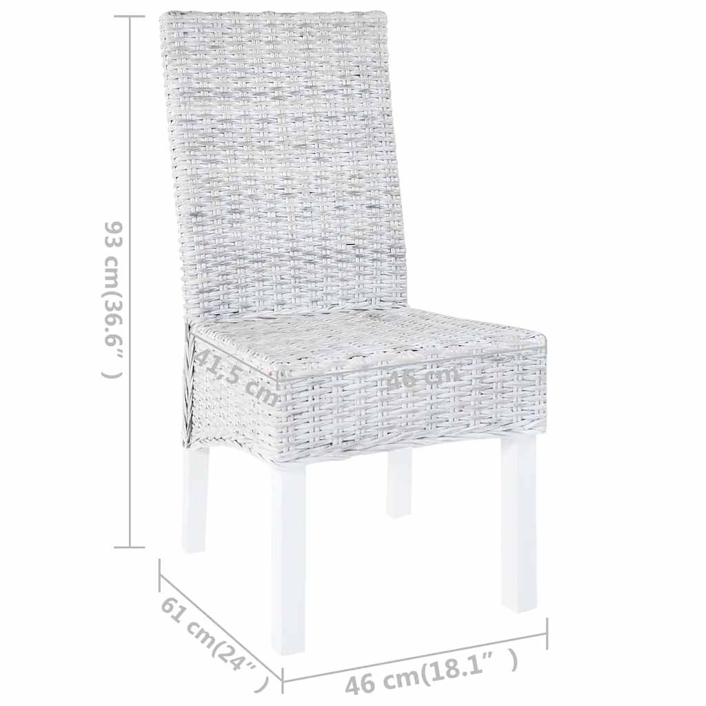 Sedie da Pranzo 4 pz Bianco in Rattan Kubu e Mango | homemem39