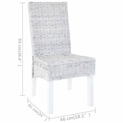 Sedie da Pranzo 4 pz Bianco in Rattan Kubu e Mango | homemem39