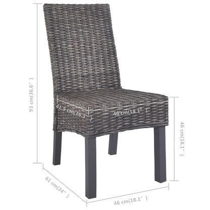 Sedie da Pranzo 6 pz Marroni in Rattan Kubu e Legno di Mango | homemem39