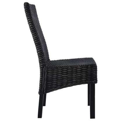 Sedie da Pranzo 6 pz Nere in Rattan Kubu e Legno di Mango | homemem39