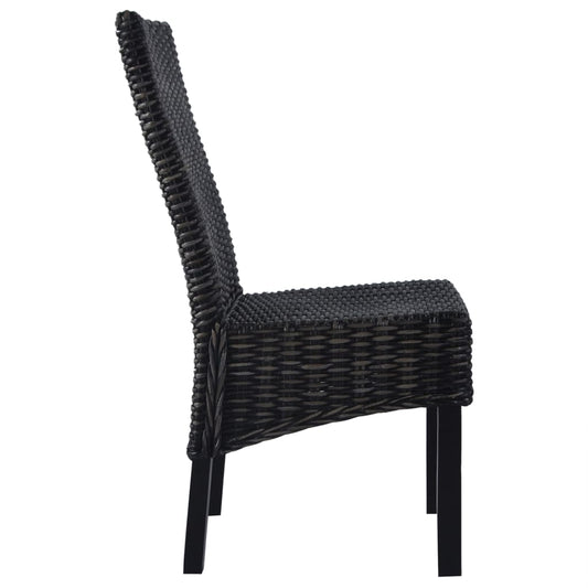 Sedie da Pranzo 6 pz Nere in Rattan Kubu e Legno di Mango | homemem39