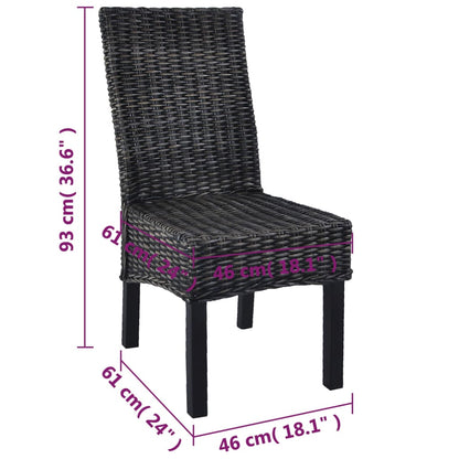 Sedie da Pranzo 6 pz Nere in Rattan Kubu e Legno di Mango | homemem39