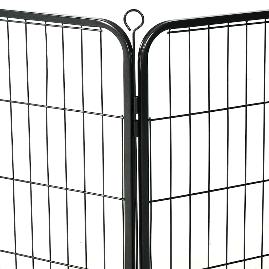 Box per Cani con 16 Pannelli in Acciaio 60x80 cm Nero | homemem39
