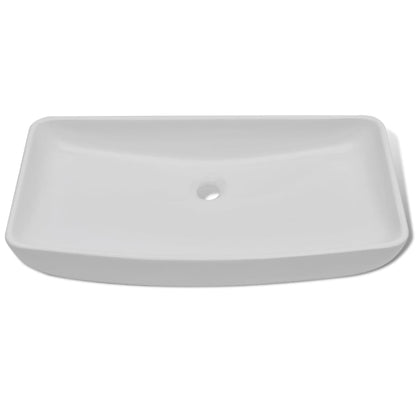 Lavello Bagno con Miscelatore in Ceramica Rettangolare Bianco - homemem39