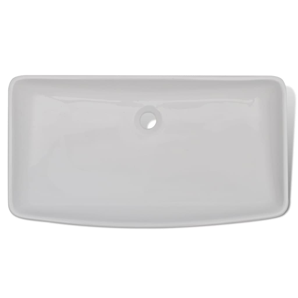 Lavello Bagno con Miscelatore in Ceramica Rettangolare Bianco - homemem39