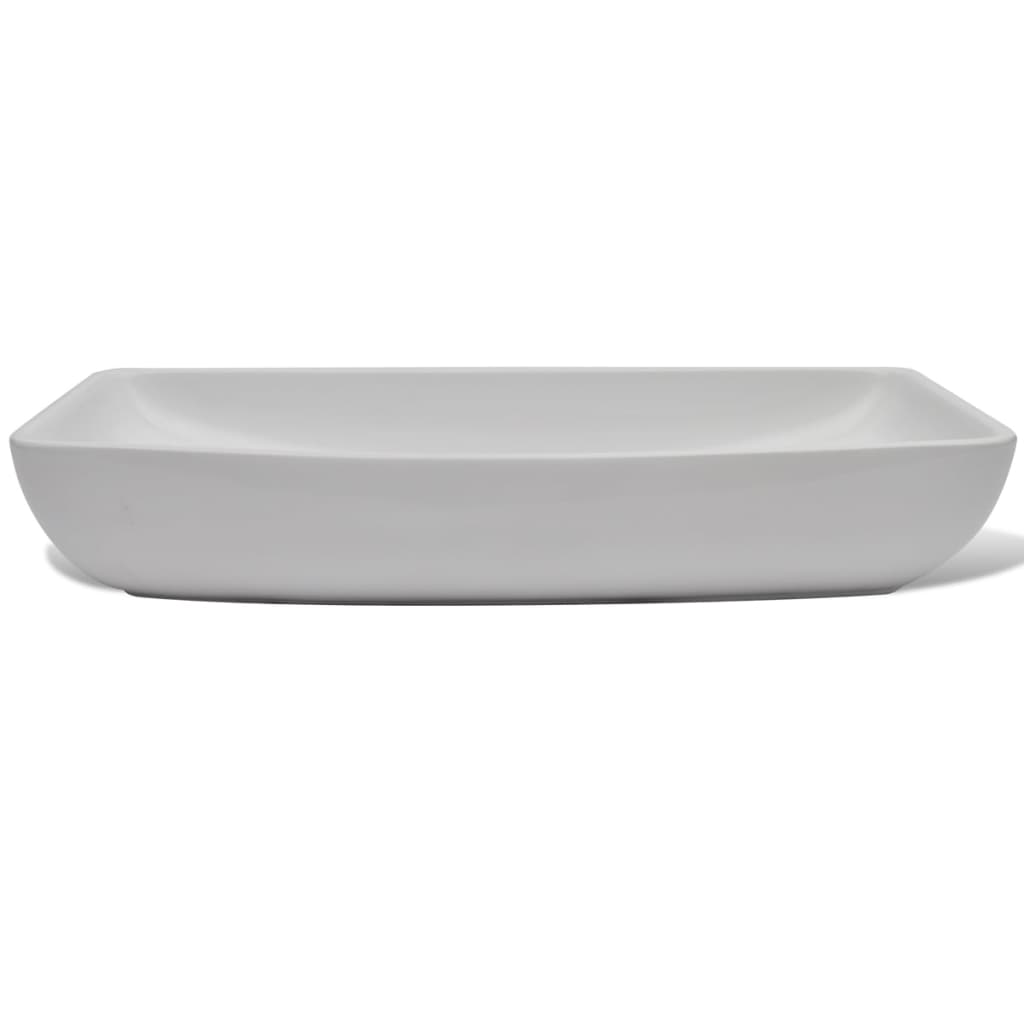 Lavello Bagno con Miscelatore in Ceramica Rettangolare Bianco - homemem39