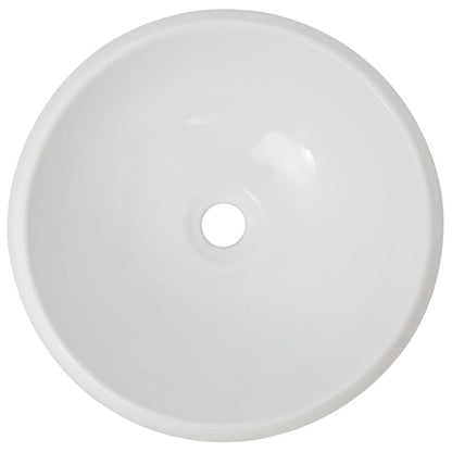 Lavello Bagno con Miscelatore in Ceramica Rotondo Bianco - homemem39