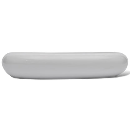 Lavello Bagno con Miscelatore in Ceramica Ovale Bianco - homemem39