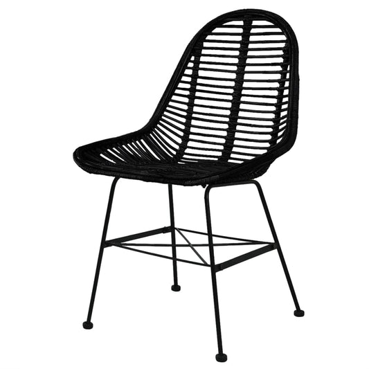 Sedie da Pranzo 6 pz Nere in Rattan Naturale - homemem39