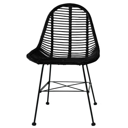 Sedie da Pranzo 6 pz Nere in Rattan Naturale - homemem39