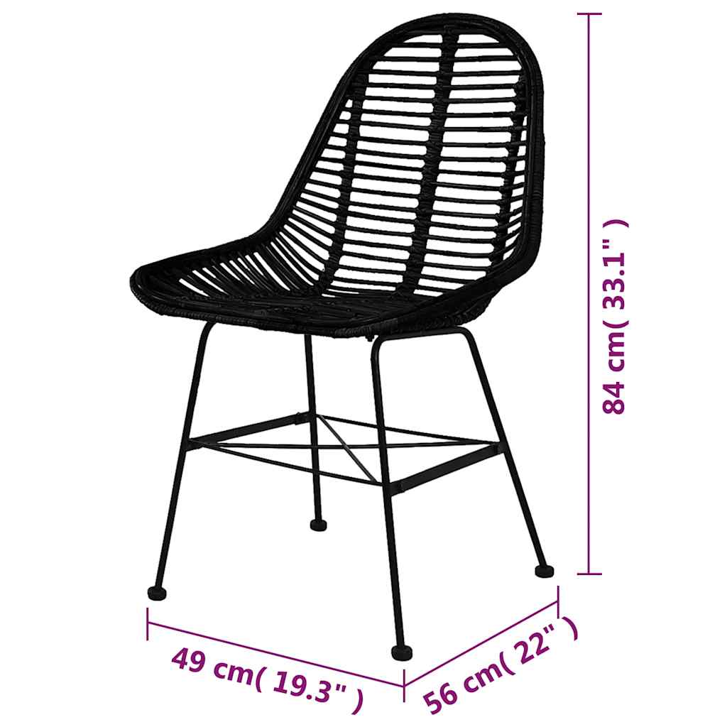 Sedie da Pranzo 6 pz Nere in Rattan Naturale | homemem39