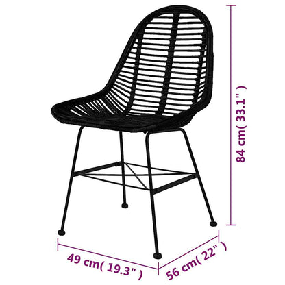Sedie da Pranzo 6 pz Nere in Rattan Naturale | homemem39