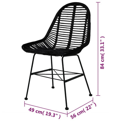 Sedie da Pranzo 6 pz Nere in Rattan Naturale - homemem39