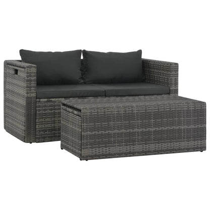 Set Divani da Giardino 6 pz con Cuscini in Polyrattan Grigio | homemem39