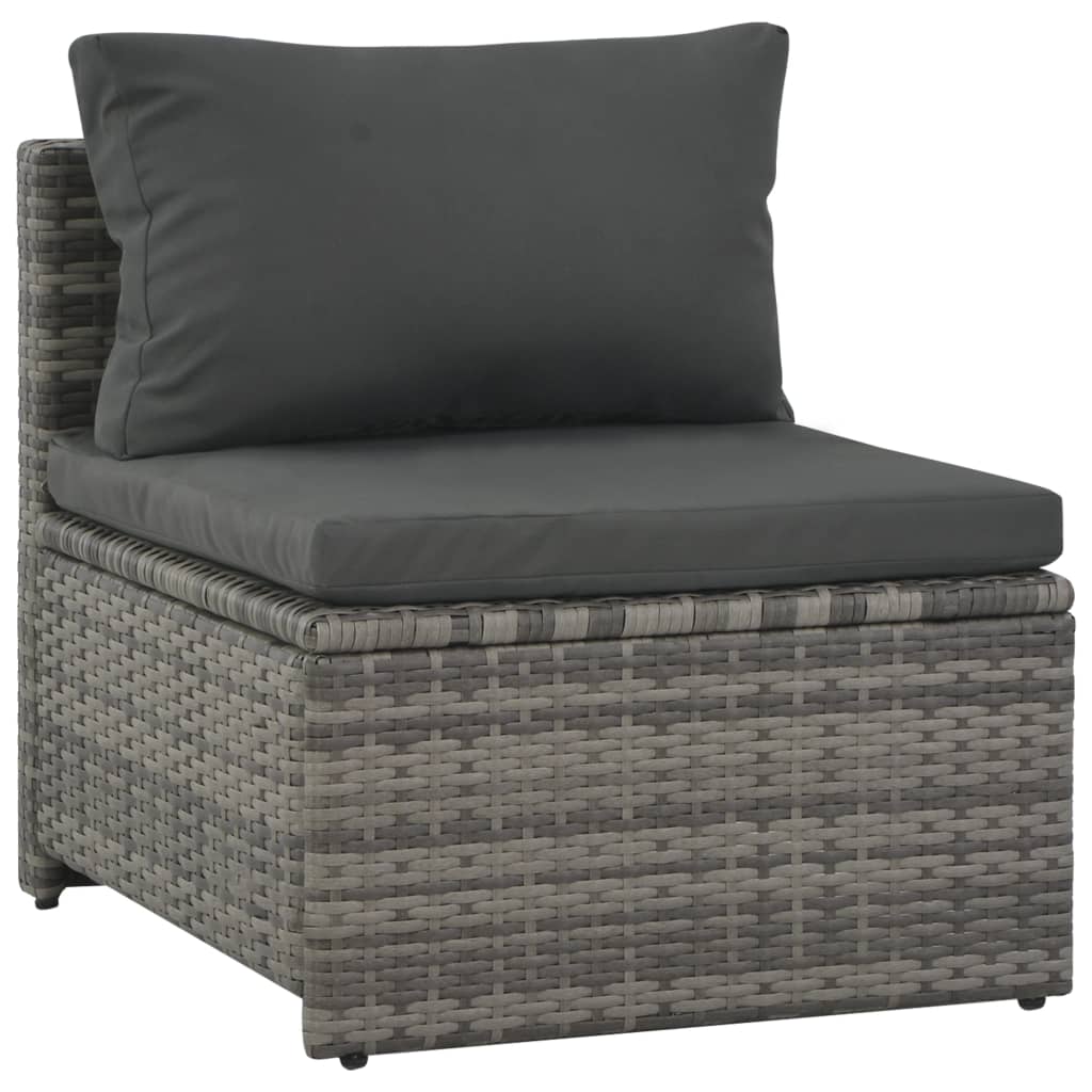 Set Divani da Giardino 6 pz con Cuscini in Polyrattan Grigio | homemem39
