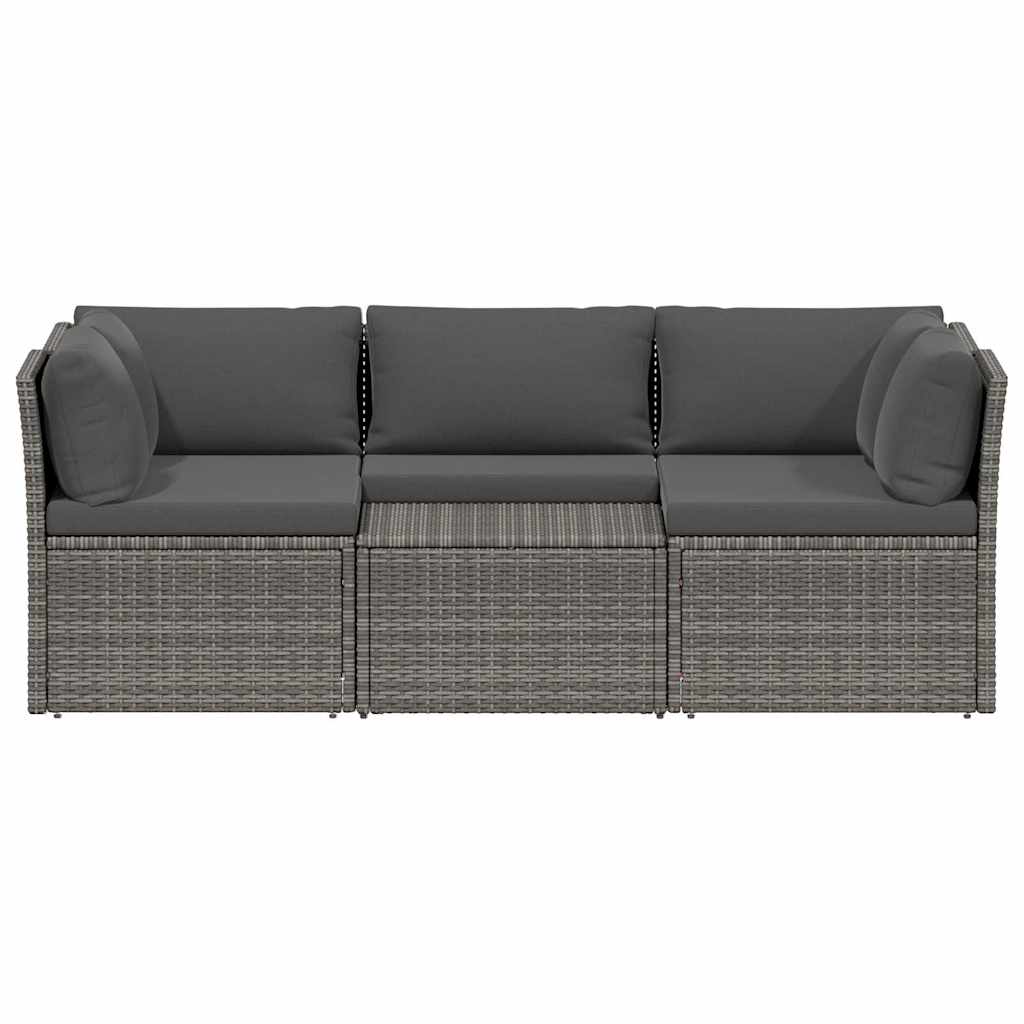 Set Divani da Giardino 4 pz con Cuscini in Polyrattan Grigio | homemem39