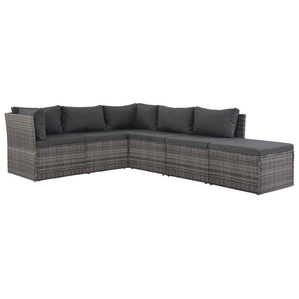 Set Divani da Giardino 4 pz con Cuscini in Polyrattan Grigio | homemem39