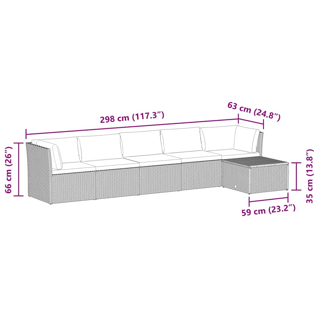 Set Divani da Giardino 4 pz con Cuscini in Polyrattan Grigio | homemem39