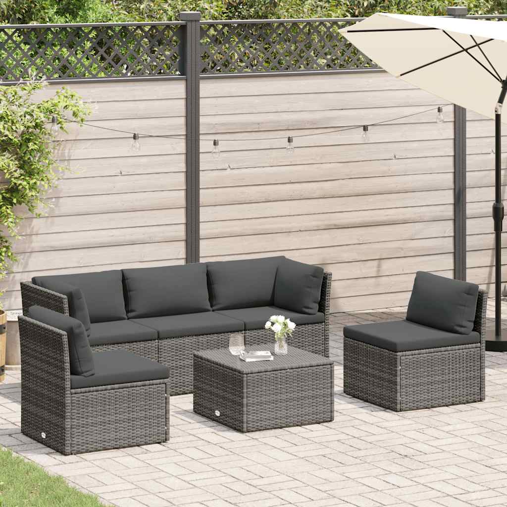 Set Divani da Giardino 4 pz con Cuscini in Polyrattan Grigio | homemem39