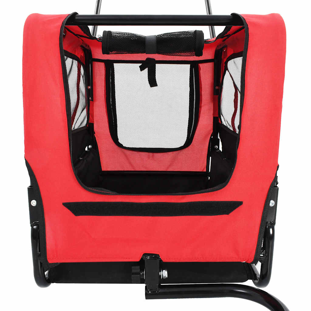 Rimorchio per Animali Domestici e Passeggino 2in1 Rosso e Nero | homemem39