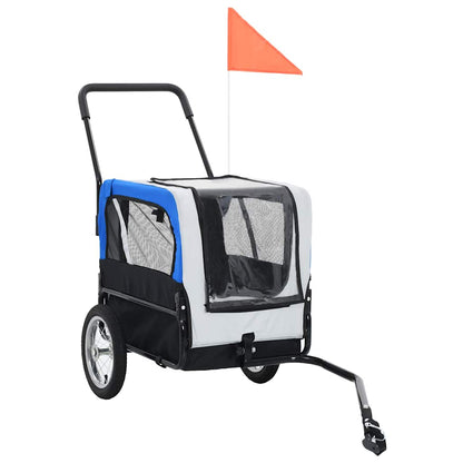 Rimorchio per Animali Domestici e Passeggino 2in1 Grigio e Blu | homemem39