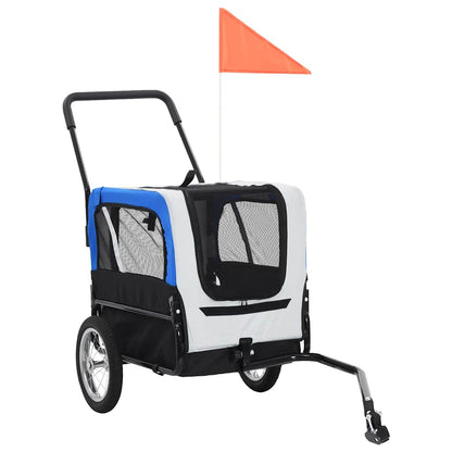 Rimorchio per Animali Domestici e Passeggino 2in1 Grigio e Blu | homemem39