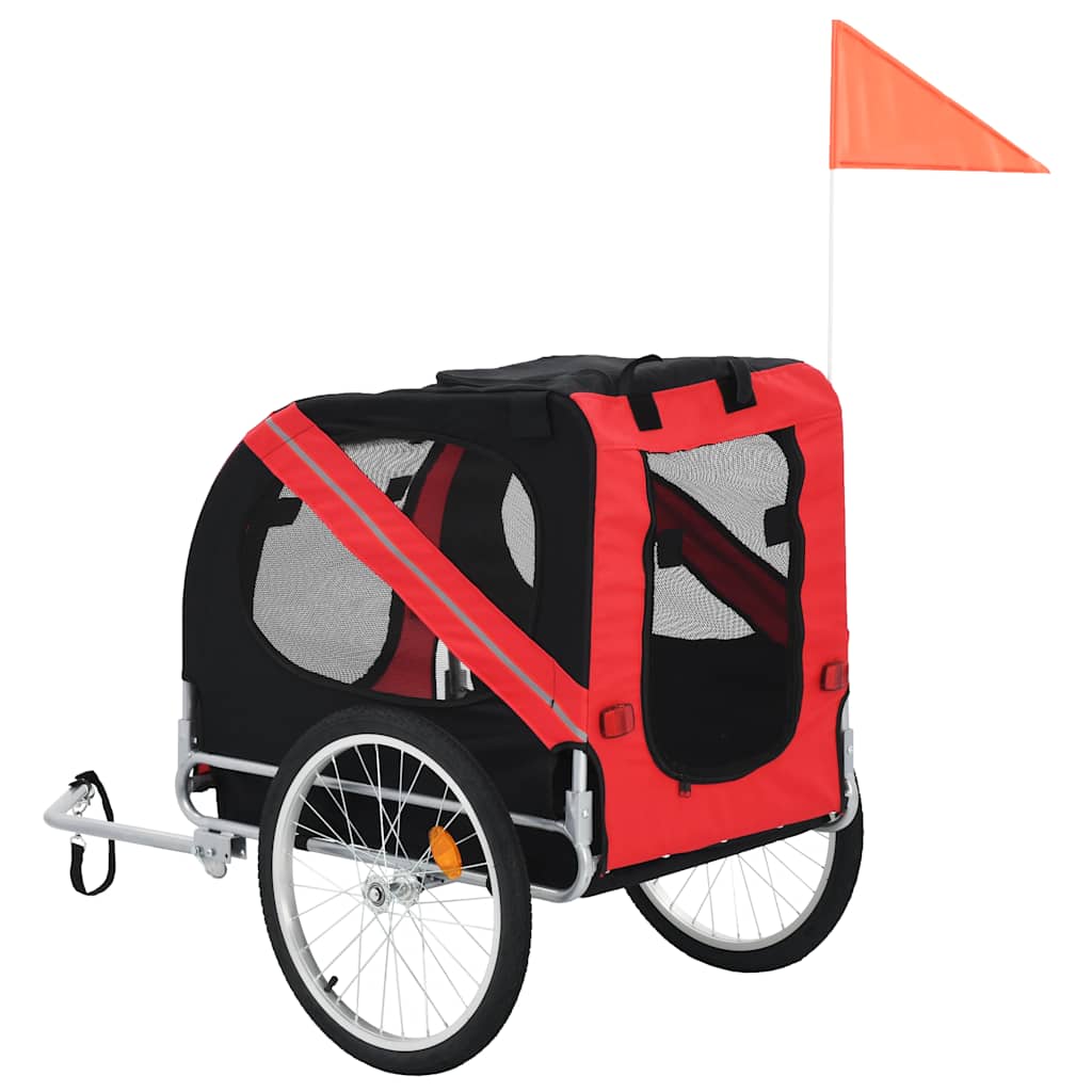 Rimorchio da Bici per Animali Domestici Rosso e Nero | homemem39