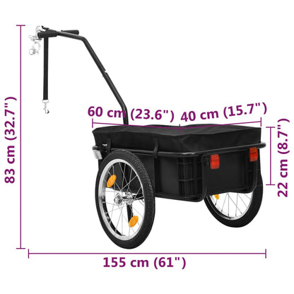 Rimorchio Bici/Carrello Manuale 155x60x83 cm in Acciaio Nero - homemem39