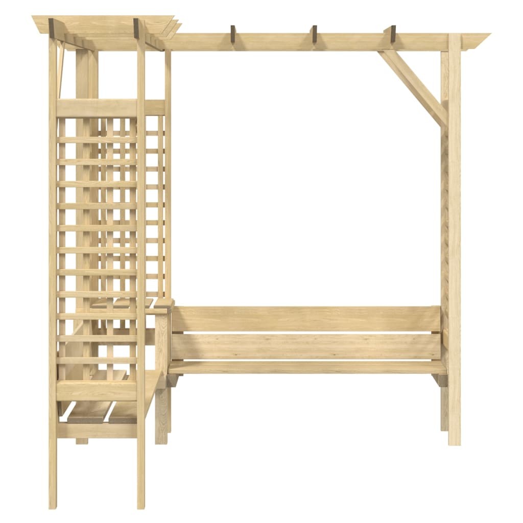 Pergola Angolare con Panca in Legno di Pino Impregnato | homemem39