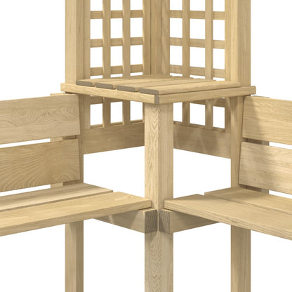 Pergola Angolare con Panca in Legno di Pino Impregnato | homemem39