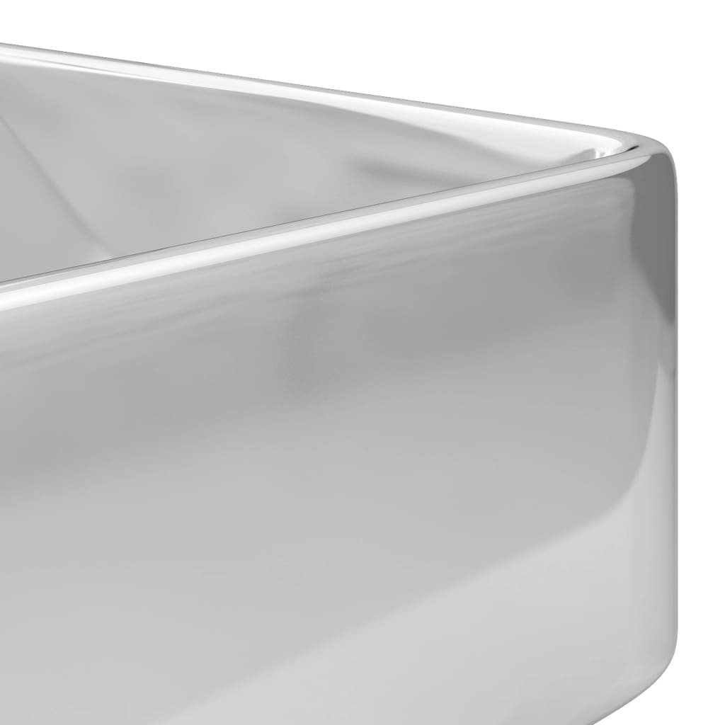 Lavandino con Foro per Rubinetto 48x37x13,5 cm Ceramica Argento - homemem39